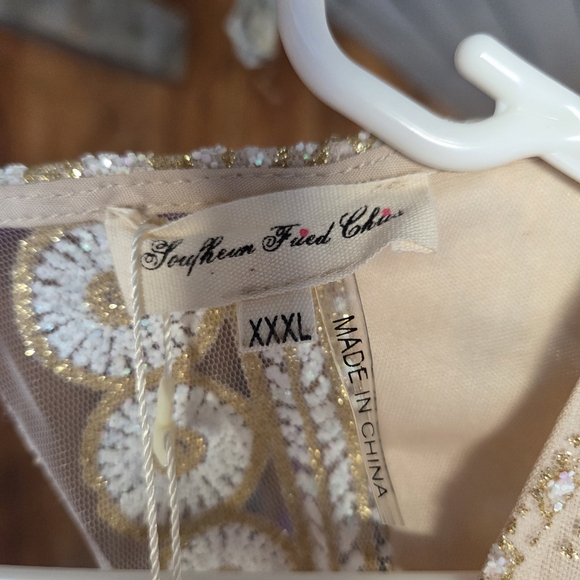 Elegant Gold Sequin Prom Dress - Picture 5 of 5